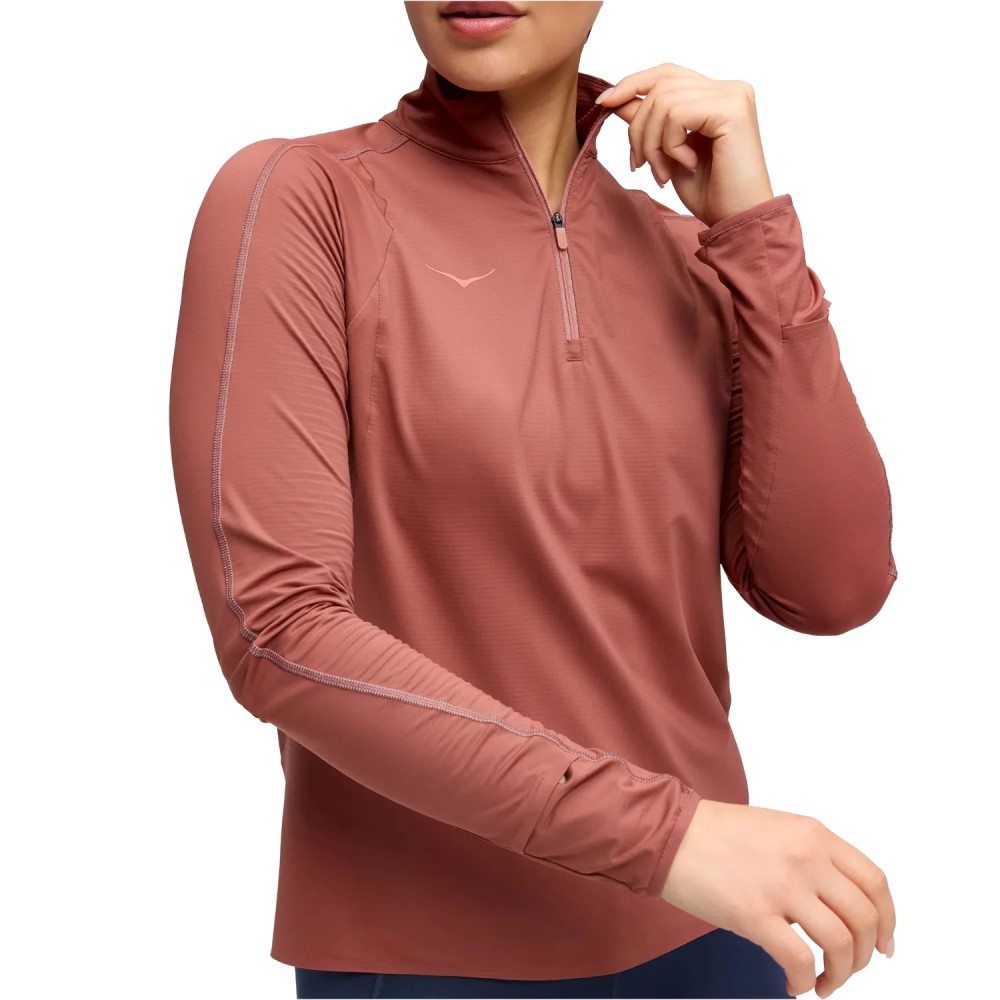 Hoka W GlideTech Quarter Zip Longsleeve 1164155-ROUG, Hoka Hoka W GlideTech Quarter Zip Longsleeve 1164155-ROUG, Hoka