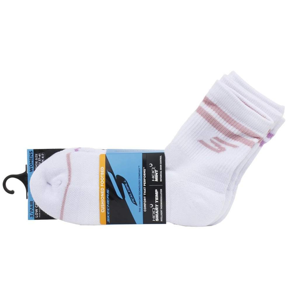 Skechers 3pk Wmns LC PB Varsity Stripe Socks S02643HP-WHT, Skechers Skechers 3pk Wmns LC PB Varsity Stripe Socks S02643HP-WHT, Skechers