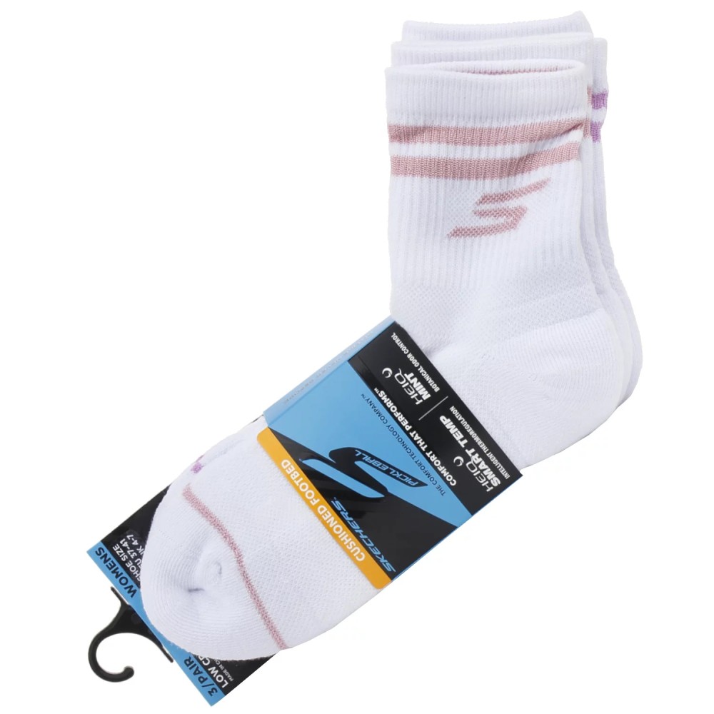 Skechers 3pk Wmns LC PB Varsity Stripe Socks S02643HP-WHT, Skechers Skechers 3pk Wmns LC PB Varsity Stripe Socks S02643HP-WHT, Skechers