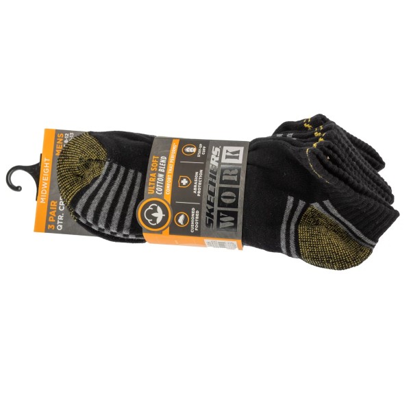 Skechers 3pk Terry Train Work Socks S102684-BLK