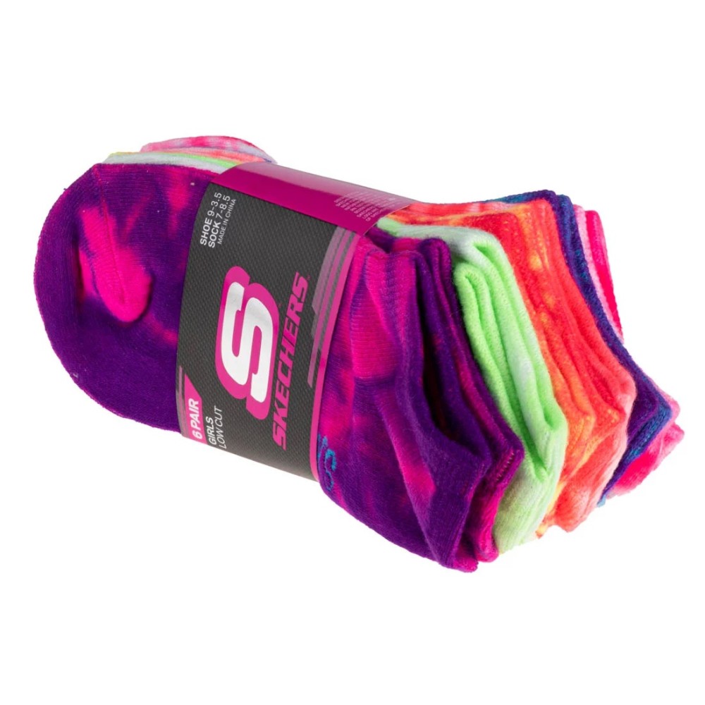 Skechers 6pk Girls Non Terry Tie Dye S107679-MULT, Skechers Skechers 6pk Girls Non Terry Tie Dye S107679-MULT, Skechers