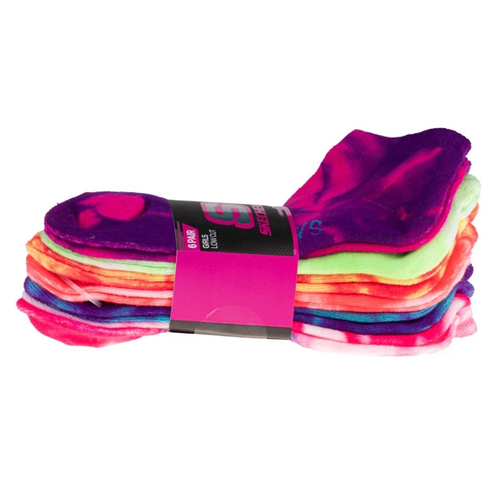 Skechers 6pk Girls Non Terry Tie Dye S107679-MULT, Skechers Skechers 6pk Girls Non Terry Tie Dye S107679-MULT, Skechers