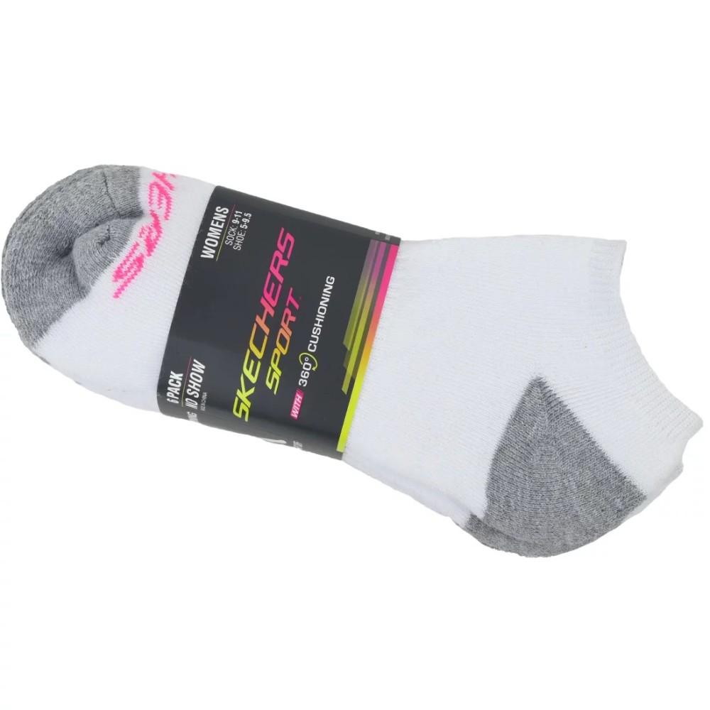 Skechers 6pk No Show Socks S108263-WHT, Skechers Skechers 6pk No Show Socks S108263-WHT, Skechers