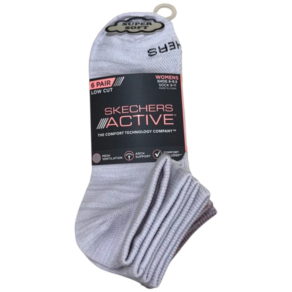 Skechers 6pk Womens Non Terry Low Cut Socks S108498-PNK, Skechers