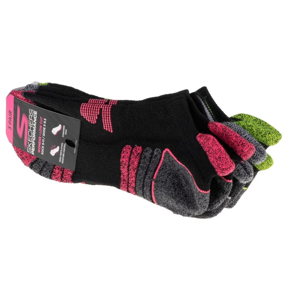 Skechers 3pk Womens Perf Grey Color Pop S110098-BLK, Skechers Skechers 3pk Womens Perf Grey Color Pop S110098-BLK, Skechers