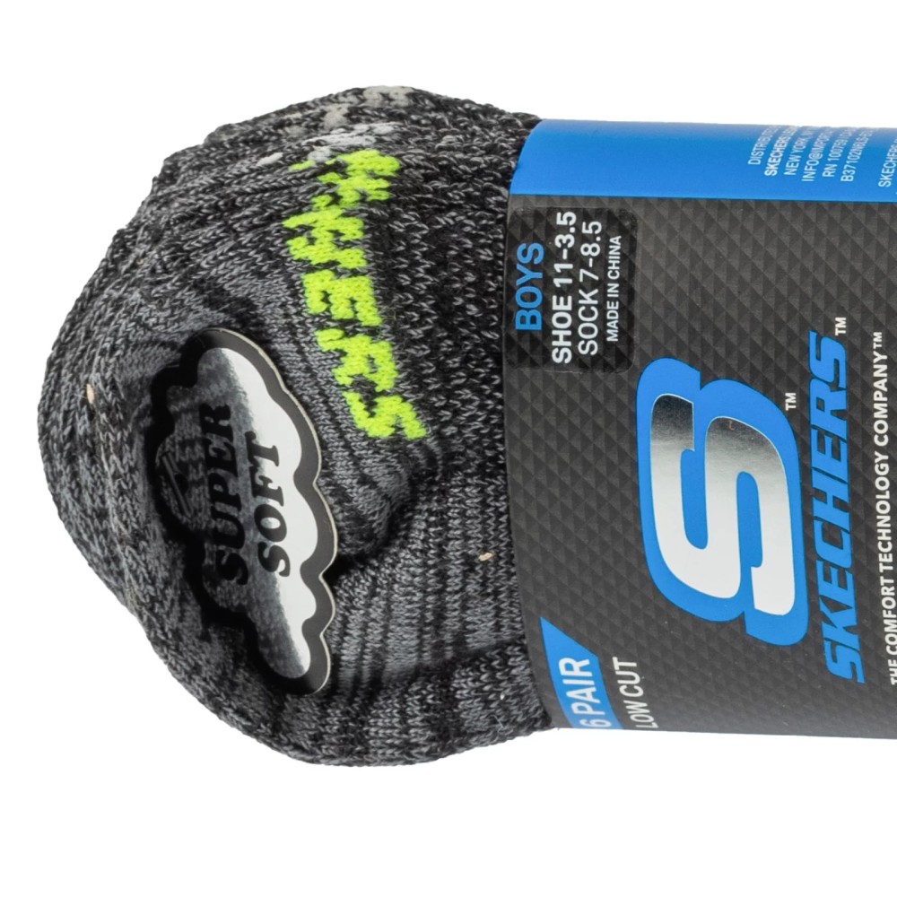 Skechers 6pk Boys No Terry Socks S112222-BLK, Skechers Skechers 6pk Boys No Terry Socks S112222-BLK, Skechers