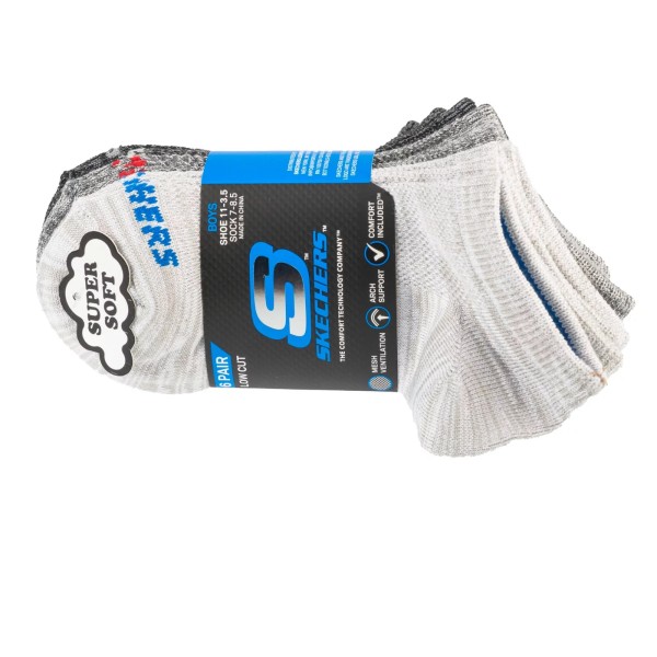 Skechers 6pk Boys No Terry Socks S112222-GRY