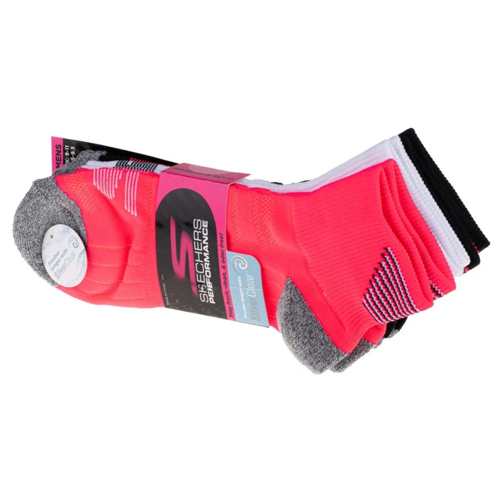 Skechers 3pk Womens 1/2 Terry QTR Crew S114657-PKBK, Skechers Skechers 3pk Womens 1/2 Terry QTR Crew S114657-PKBK, Skechers