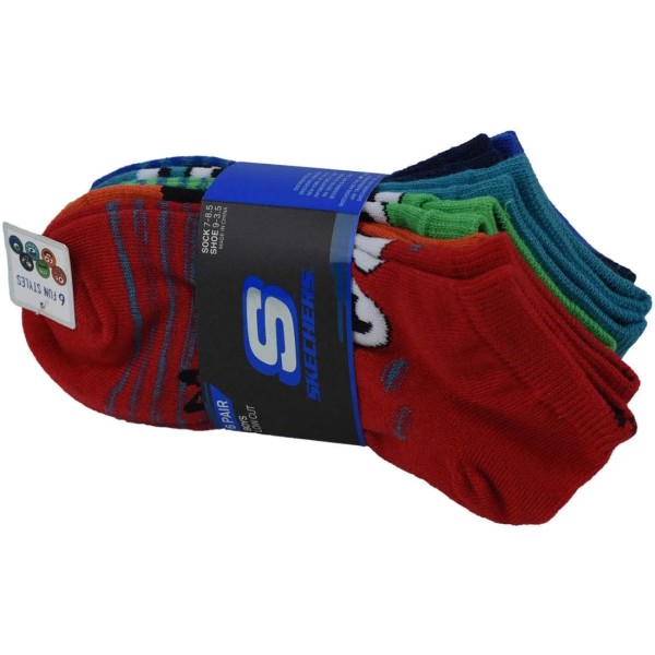 Skechers 6pk Boys Non Terry Low Cut Socks S115172-RDMT