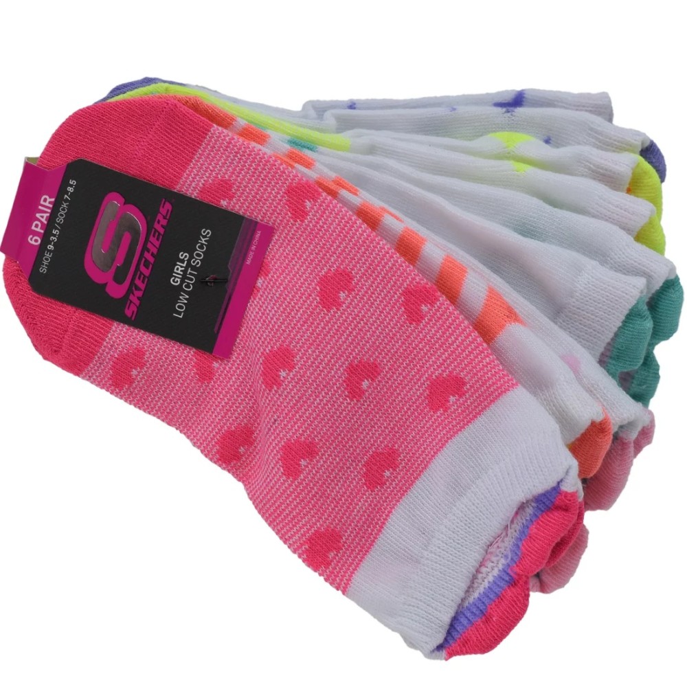 Skechers Girls 6pk3D Heart Low Cut S116502-MULT, Skechers