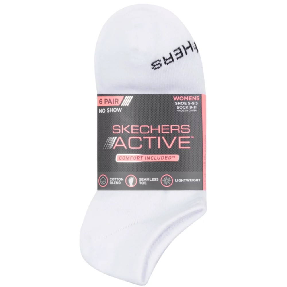 Skechers 6pk Womens Cotton Nshw Socks S116979-WHT, Skechers Skechers 6pk Womens Cotton Nshw Socks S116979-WHT, Skechers