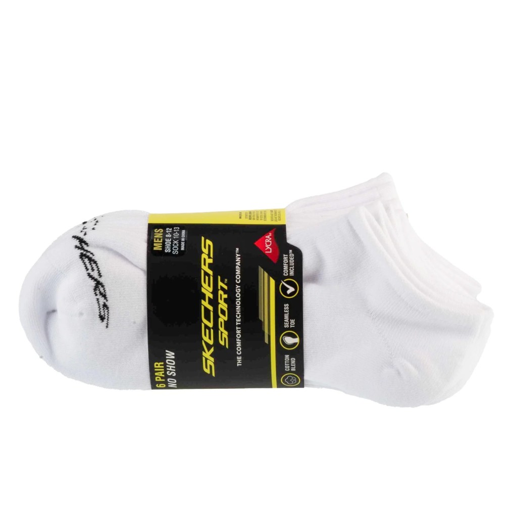 Skechers 6pk Men Mn Cotton Nshw Socks S117809-WHT, Skechers Skechers 6pk Men Mn Cotton Nshw Socks S117809-WHT, Skechers