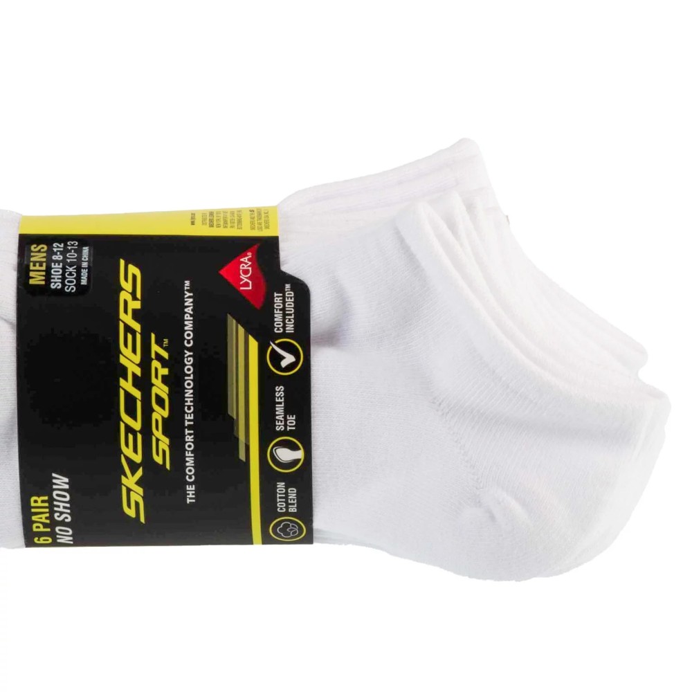 Skechers 6pk Men Mn Cotton Nshw Socks S117809-WHT, Skechers Skechers 6pk Men Mn Cotton Nshw Socks S117809-WHT, Skechers