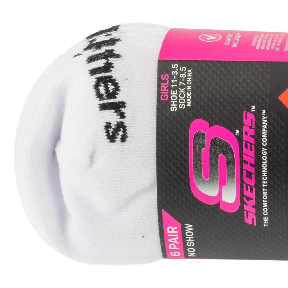 Skechers 6pk Girls Cotton Ns Socks S117880-WHT, Skechers Skechers 6pk Girls Cotton Ns Socks S117880-WHT, Skechers