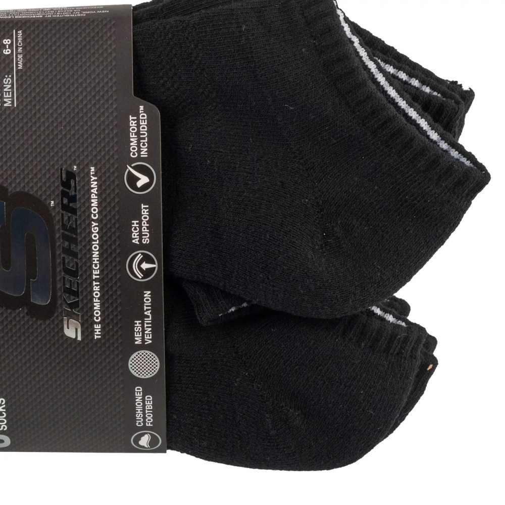 Skechers 6pk Unisex 1/2 Terry Crew Socks S118209-BLK, Skechers