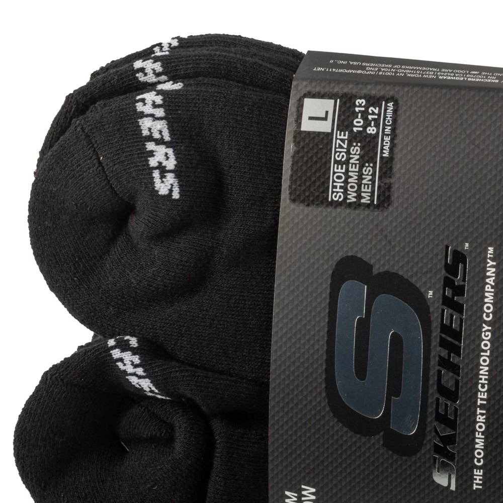 Skechers 6pk Unisex 1/2 Terry Crew Socks S118210-BLK, Skechers Skechers 6pk Unisex 1/2 Terry Crew Socks S118210-BLK, Skechers