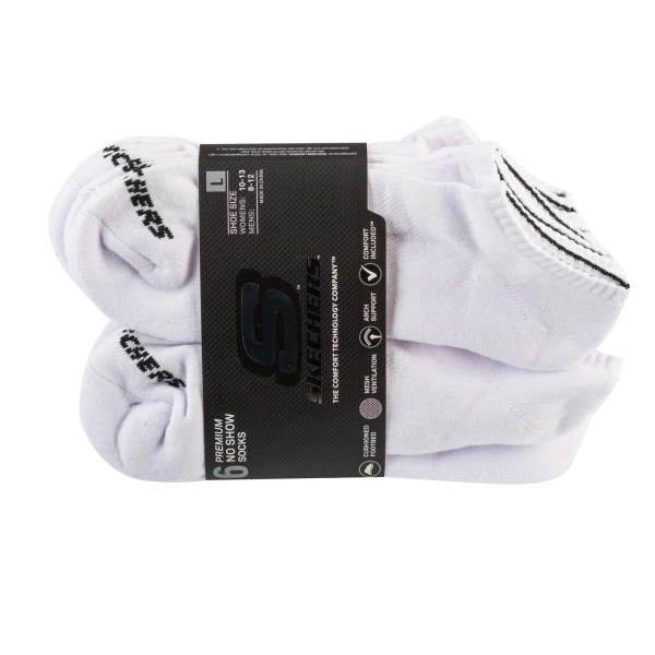 Skechers 6pk Unisex 1/2 Terry Crew Socks S118210-WHT