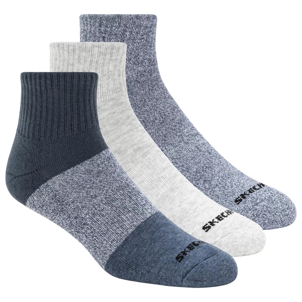 Skechers 3pk Mens Qtr Colorbloc Socks S118998-BLU, Skechers Skechers 3pk Mens Qtr Colorbloc Socks S118998-BLU, Skechers