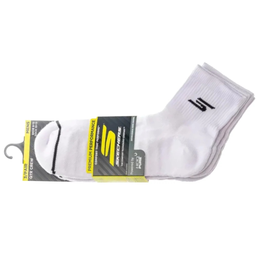 Skechers 3pk Mens Qtr Prem Basic Socks S119050H-WHT, Skechers Skechers 3pk Mens Qtr Prem Basic Socks S119050H-WHT, Skechers