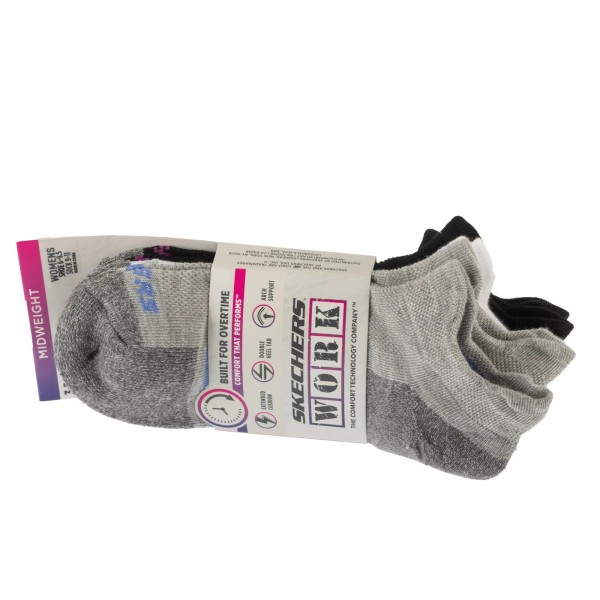 Skechers 3pk Work Lowcut Womens Socks S119052-GRBK