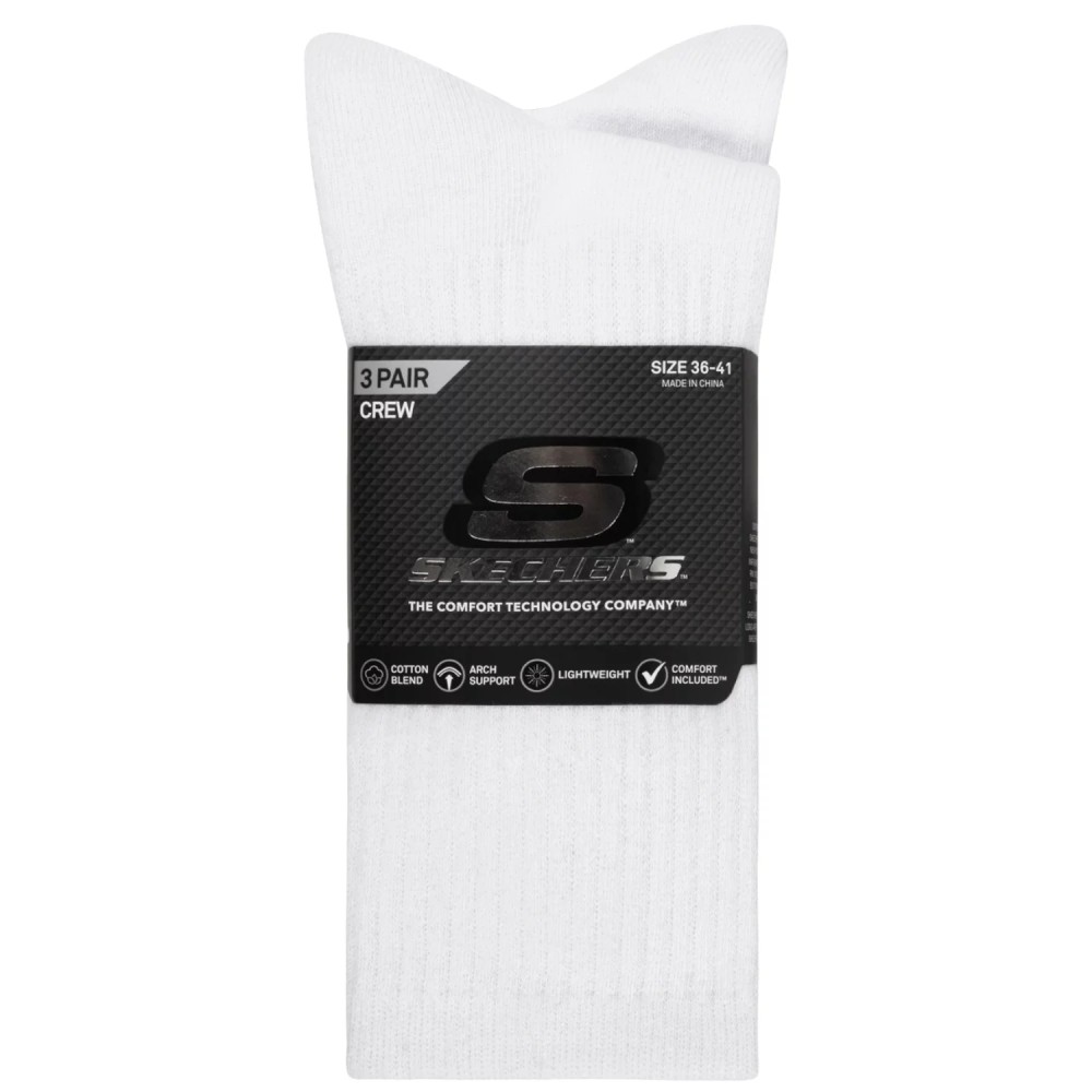 Skechers 3pk Unisex Non Terry Crew S601102-100, Skechers