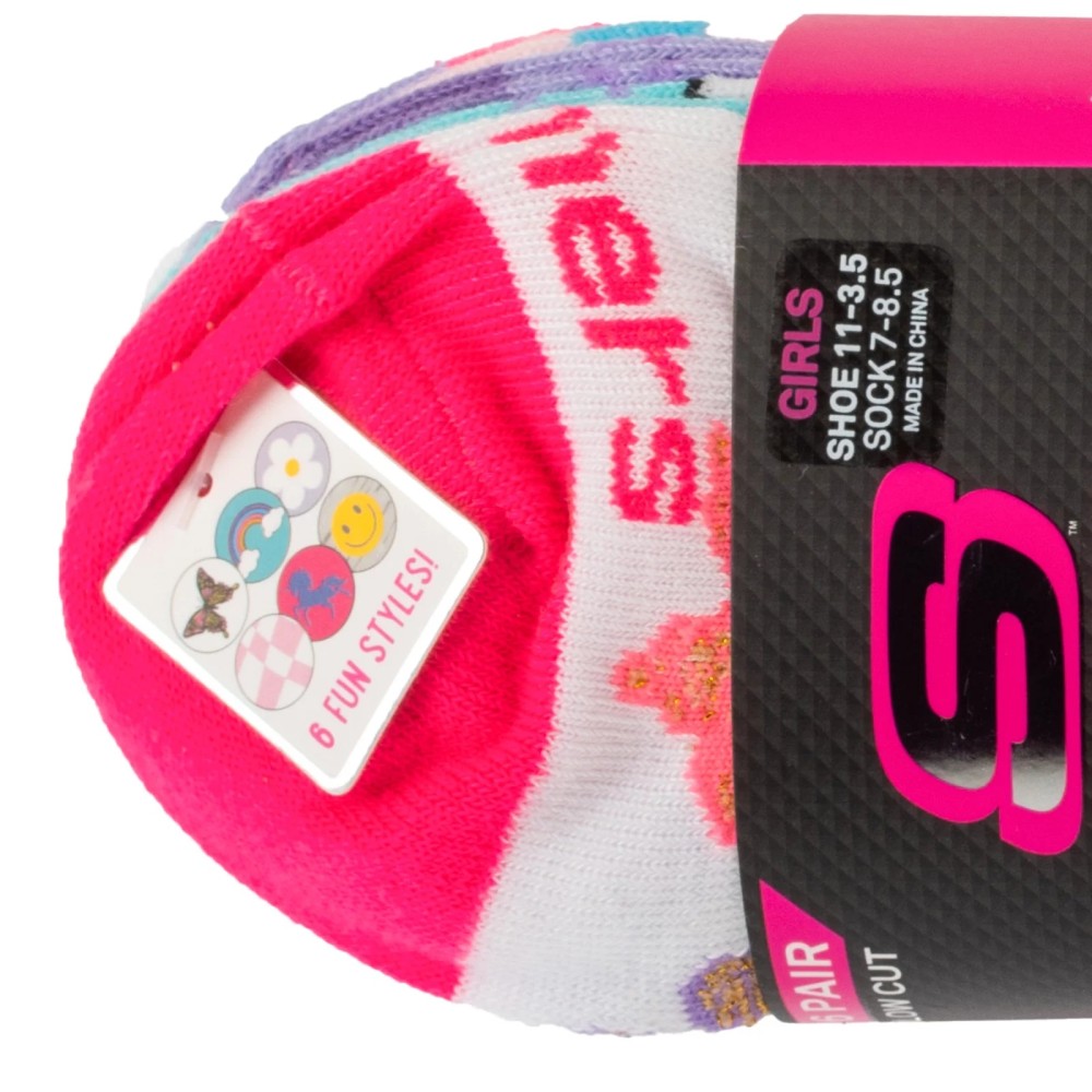 Skechers 6pk Girls Butterfly Socks S601234-MULT, Skechers Skechers 6pk Girls Butterfly Socks S601234-MULT, Skechers