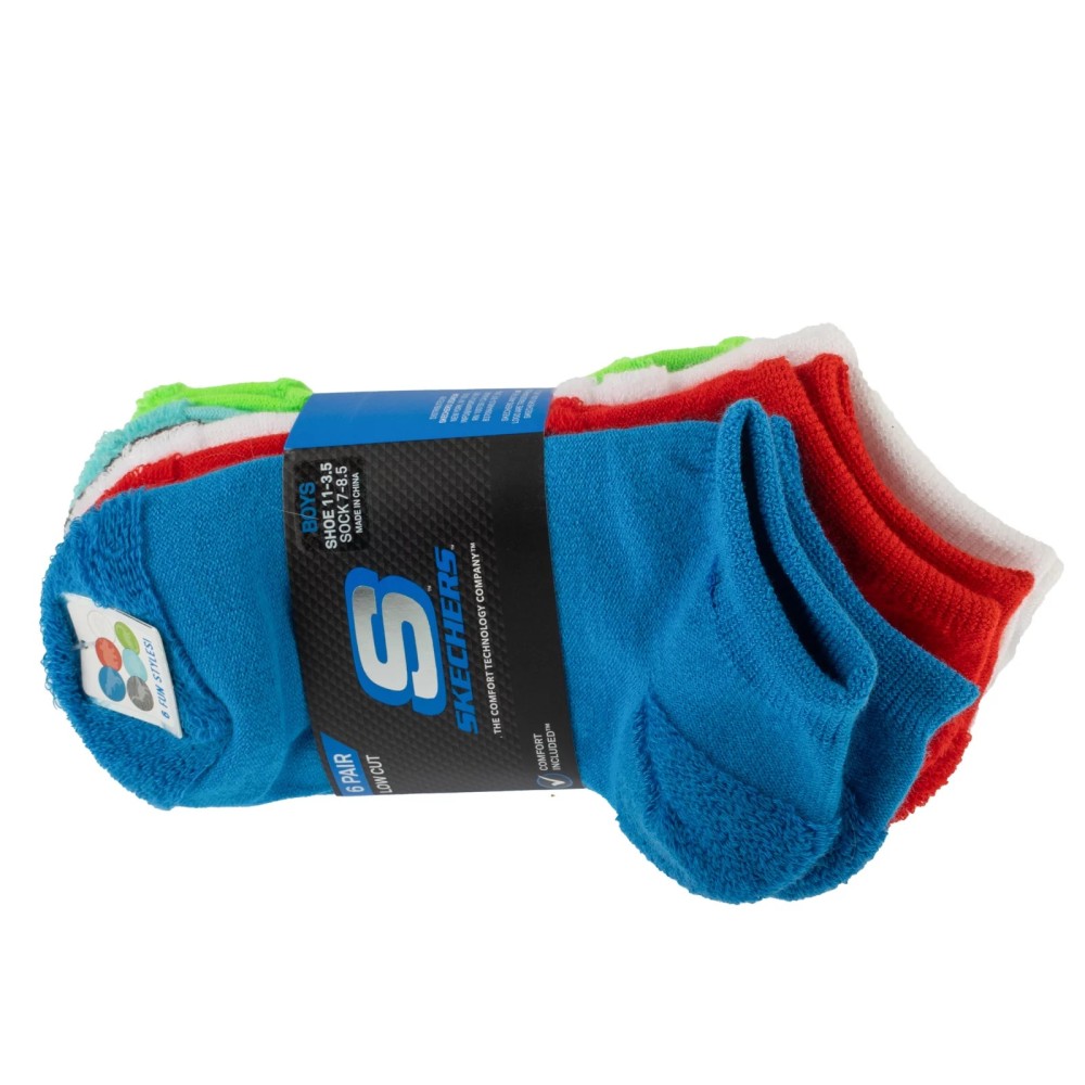 Skechers 6pk Boys Dino Terry Socks S601256-MULT, Skechers Skechers 6pk Boys Dino Terry Socks S601256-MULT, Skechers