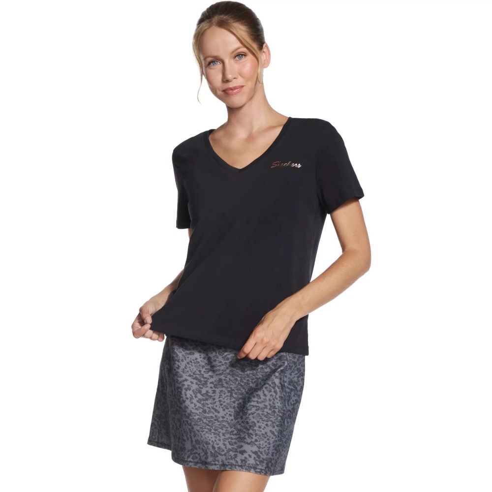 Skechers Signature V-Neck Tee TP167-BLK, Skechers Skechers Signature V-Neck Tee TP167-BLK, Skechers