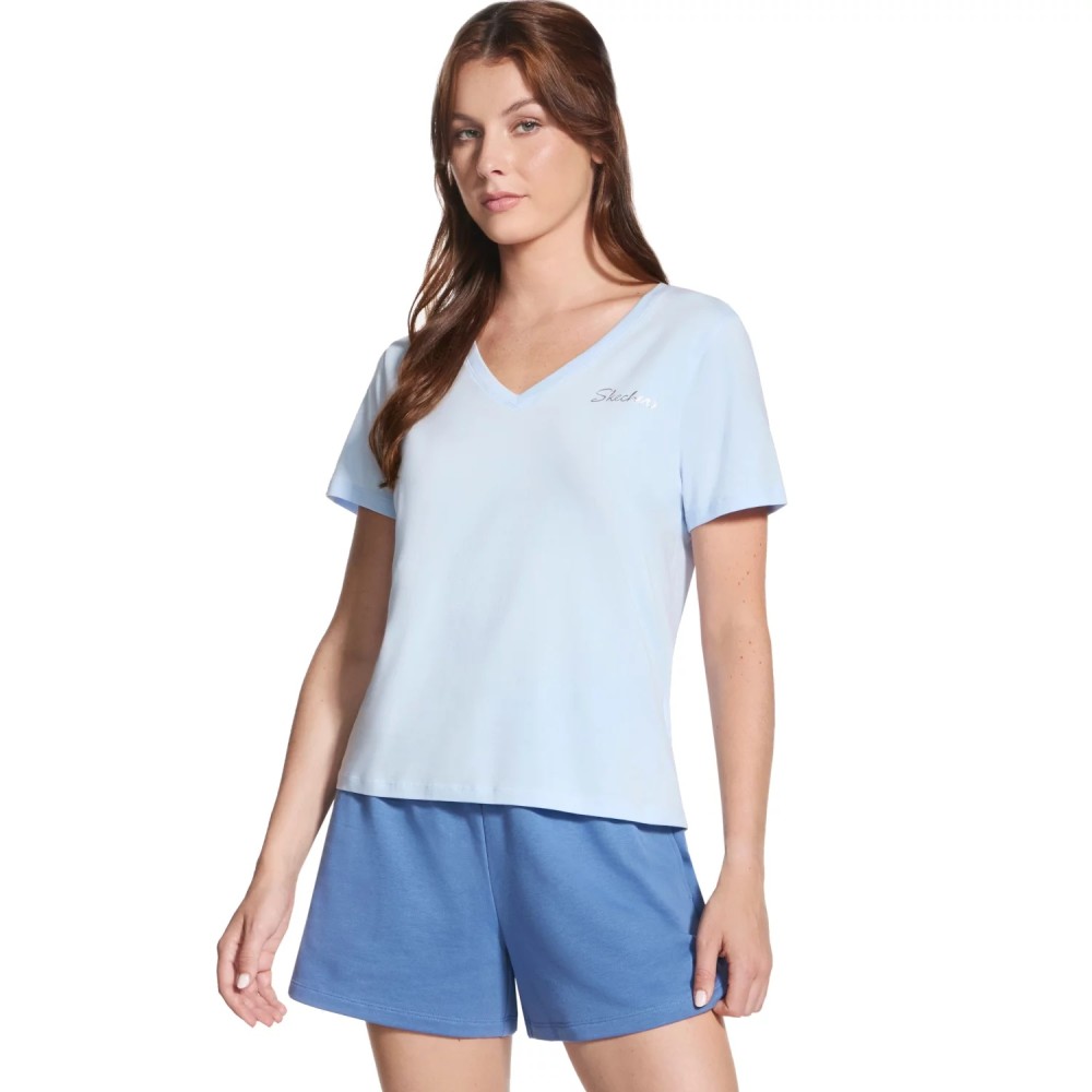 Skechers Signature V-Neck Tee TP167-SWBL, Skechers Skechers Signature V-Neck Tee TP167-SWBL, Skechers