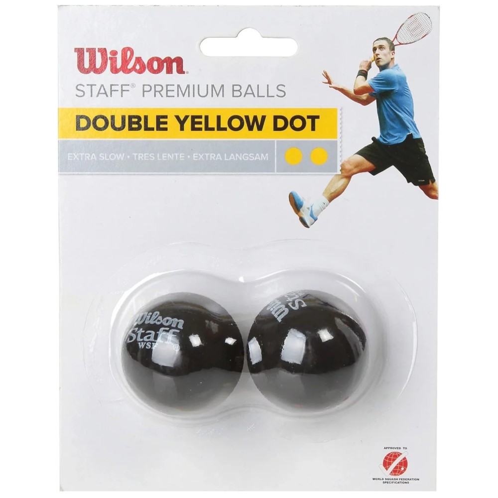 Wilson Staff Squash Double Yellow Dot 2 Pack Ball WRT617600, Wilson Wilson Staff Squash Double Yellow Dot 2 Pack Ball WRT617600, Wilson